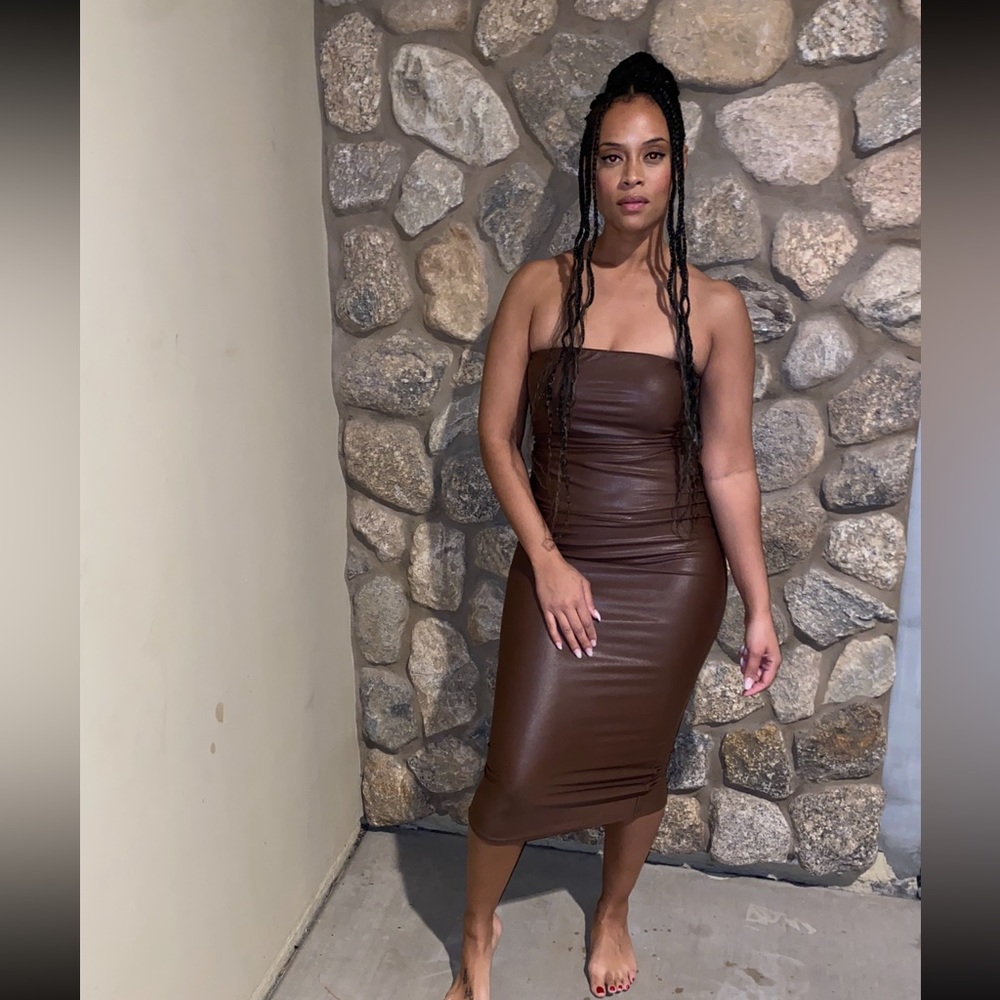 Faux leather tube dress